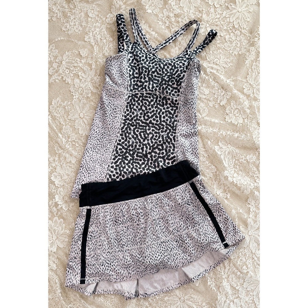 Y2K Lululemon Animal Print Tennis Set Tank Top and Skirt 2000s Gym Yoga 6/4